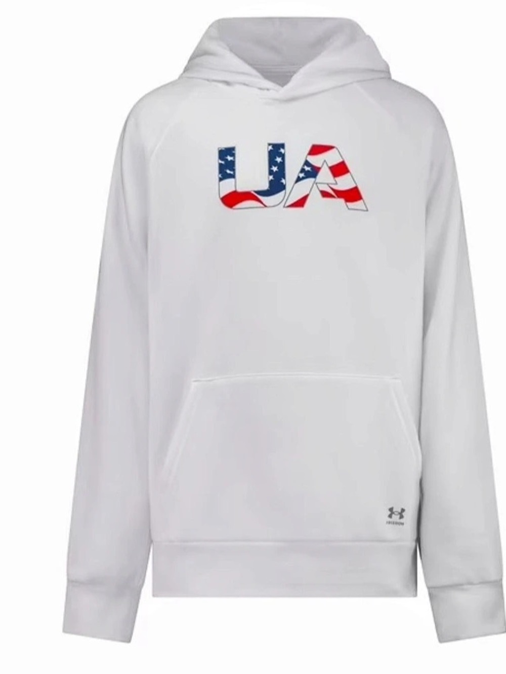 Under Armour UA Freedom Flag Hoodie White boys youth Medium sweatshirt sweater